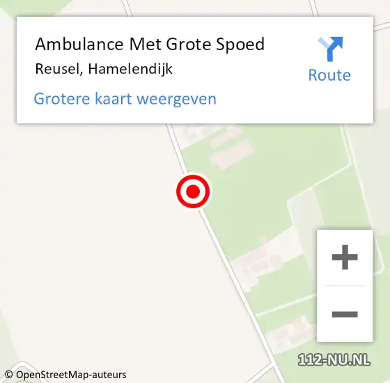 Locatie op kaart van de 112 melding: Ambulance Met Grote Spoed Naar Reusel, Hamelendijk op 25 januari 2020 10:36