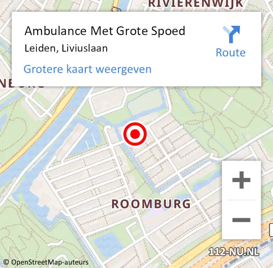 Locatie op kaart van de 112 melding: Ambulance Met Grote Spoed Naar Leiden, Liviuslaan op 25 januari 2020 10:50