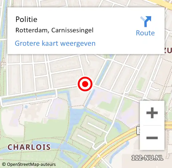 Locatie op kaart van de 112 melding: Politie Rotterdam, Carnissesingel op 25 januari 2020 10:56
