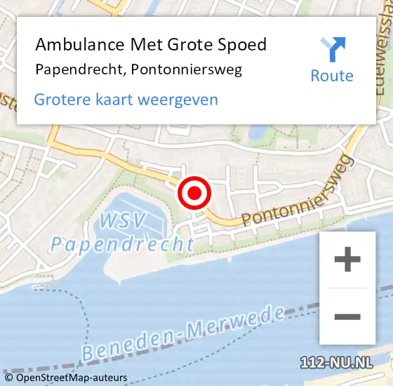 Locatie op kaart van de 112 melding: Ambulance Met Grote Spoed Naar Papendrecht, Pontonniersweg op 25 januari 2020 11:27
