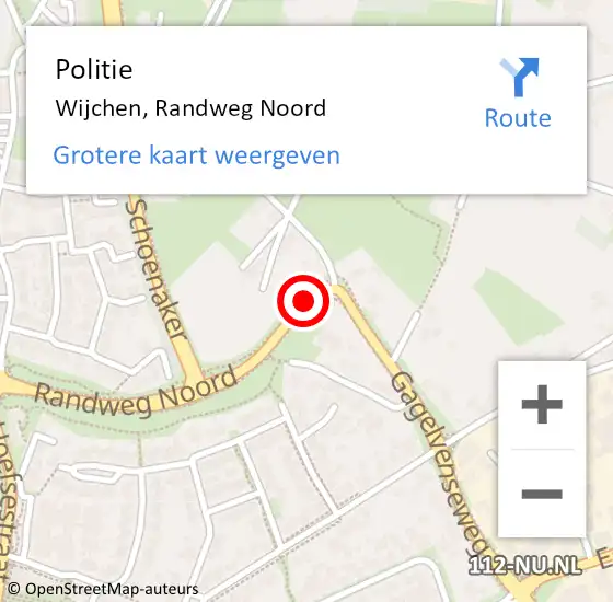 Locatie op kaart van de 112 melding: Politie Wijchen, Randweg Noord op 25 januari 2020 14:07