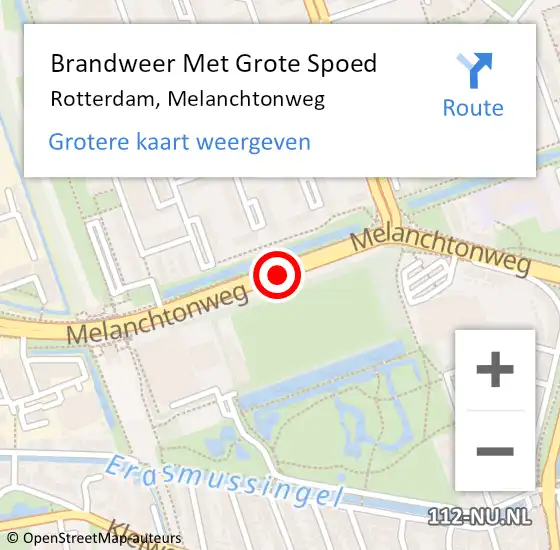 Locatie op kaart van de 112 melding: Brandweer Met Grote Spoed Naar Rotterdam, Melanchtonweg op 25 januari 2020 15:58