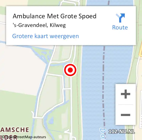 Locatie op kaart van de 112 melding: Ambulance Met Grote Spoed Naar 's-Gravendeel, Kilweg op 25 januari 2020 16:06