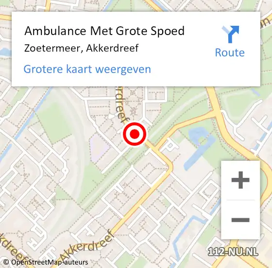 Locatie op kaart van de 112 melding: Ambulance Met Grote Spoed Naar Zoetermeer, Akkerdreef op 25 januari 2020 16:32