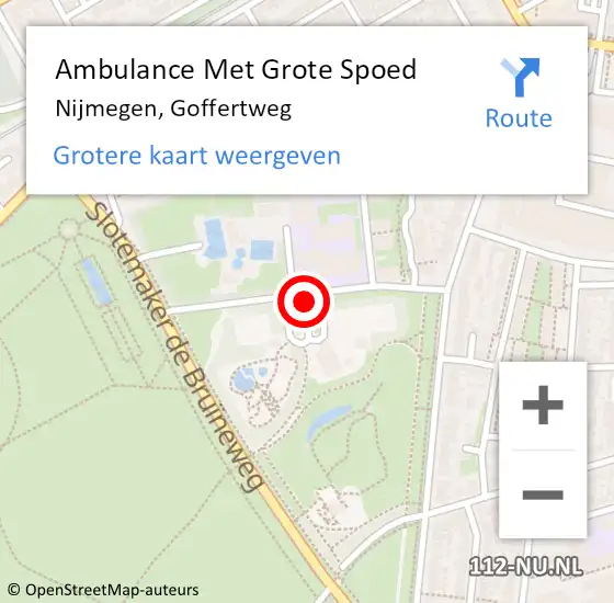 Locatie op kaart van de 112 melding: Ambulance Met Grote Spoed Naar Nijmegen, Goffertweg op 25 januari 2020 20:24