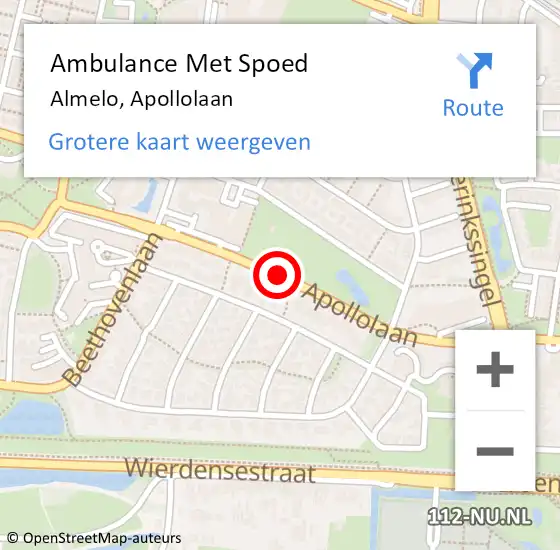 Locatie op kaart van de 112 melding: Ambulance Met Spoed Naar Almelo, Apollolaan op 25 januari 2020 21:46