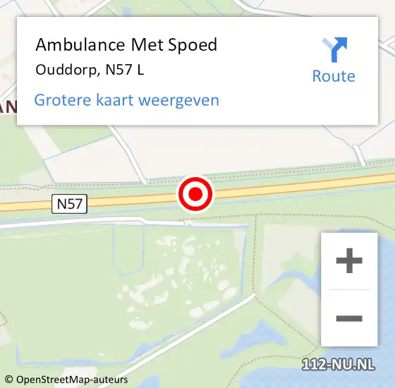 Locatie op kaart van de 112 melding: Ambulance Met Spoed Naar Ouddorp, N57 hectometerpaal: 32,5 op 25 januari 2020 22:43