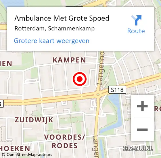 Locatie op kaart van de 112 melding: Ambulance Met Grote Spoed Naar Rotterdam, Schammenkamp op 26 januari 2020 00:27
