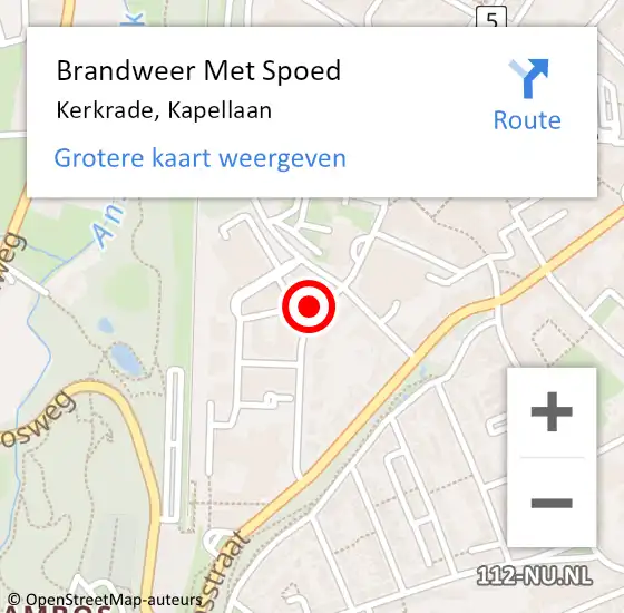 Locatie op kaart van de 112 melding: Brandweer Met Spoed Naar Kerkrade, Kapellaan op 26 januari 2020 09:16