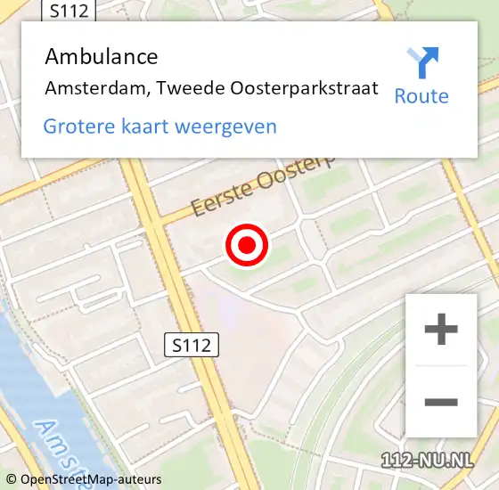 Locatie op kaart van de 112 melding: Ambulance Amsterdam, Tweede Oosterparkstraat op 26 januari 2020 09:49