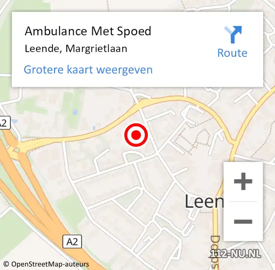 Locatie op kaart van de 112 melding: Ambulance Met Spoed Naar Leende, Margrietlaan op 26 januari 2020 12:23
