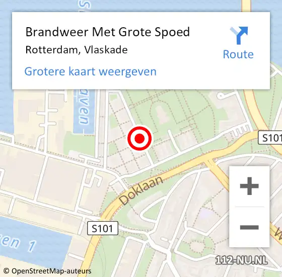 Locatie op kaart van de 112 melding: Brandweer Met Grote Spoed Naar Rotterdam, Vlaskade op 26 januari 2020 15:00