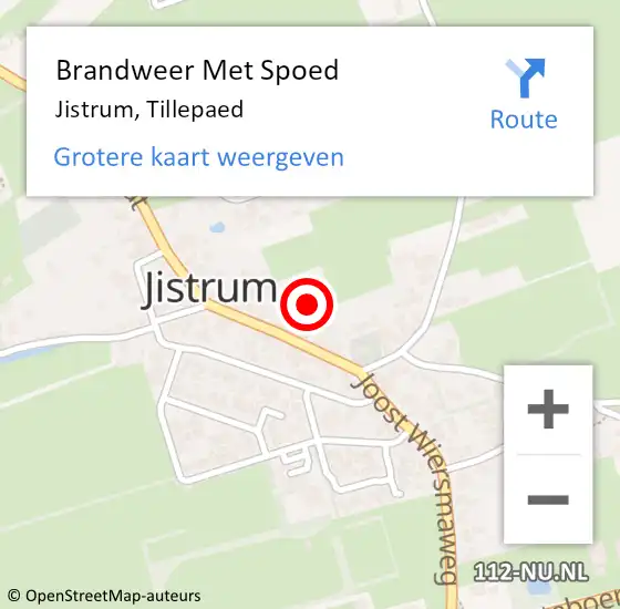 Locatie op kaart van de 112 melding: Brandweer Met Spoed Naar Jistrum, Tillepaed op 26 april 2014 16:13
