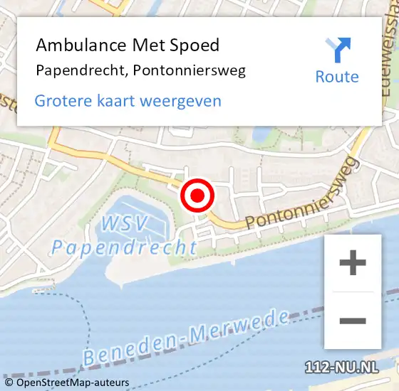 Locatie op kaart van de 112 melding: Ambulance Met Spoed Naar Papendrecht, Pontonniersweg op 26 januari 2020 19:38