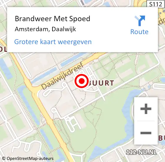 Locatie op kaart van de 112 melding: Brandweer Met Spoed Naar Amsterdam, Daalwijk op 26 januari 2020 22:20