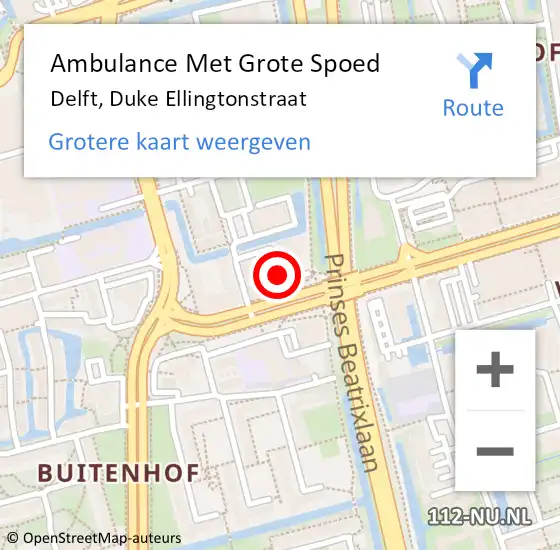 Locatie op kaart van de 112 melding: Ambulance Met Grote Spoed Naar Delft, Duke Ellingtonstraat op 27 januari 2020 08:25