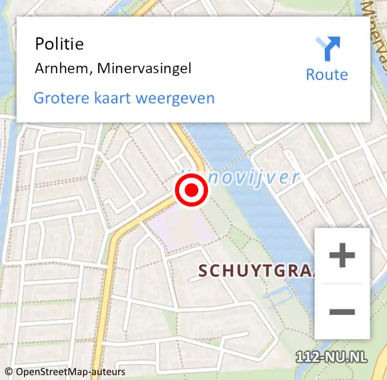 Locatie op kaart van de 112 melding: Politie Arnhem, Minervasingel op 27 januari 2020 08:33