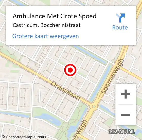 Locatie op kaart van de 112 melding: Ambulance Met Grote Spoed Naar Castricum, Boccherinistraat op 27 januari 2020 08:45