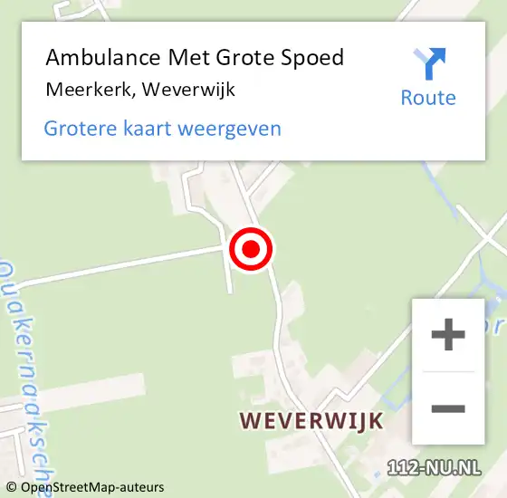 Locatie op kaart van de 112 melding: Ambulance Met Grote Spoed Naar Meerkerk, Weverwijk op 27 januari 2020 10:16