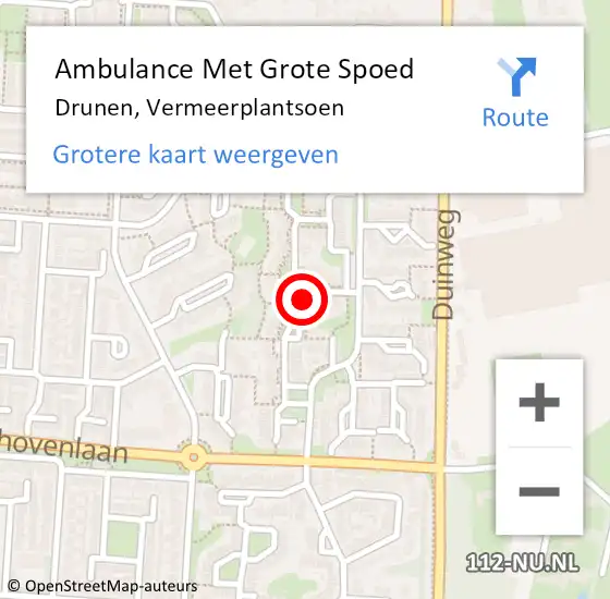 Locatie op kaart van de 112 melding: Ambulance Met Grote Spoed Naar Drunen, Vermeerplantsoen op 27 januari 2020 13:10