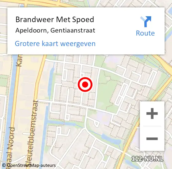 Locatie op kaart van de 112 melding: Brandweer Met Spoed Naar Apeldoorn, Gentiaanstraat op 27 januari 2020 16:10