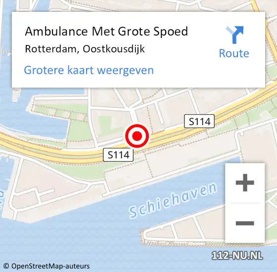 Locatie op kaart van de 112 melding: Ambulance Met Grote Spoed Naar Rotterdam, Oostkousdijk op 27 januari 2020 16:59