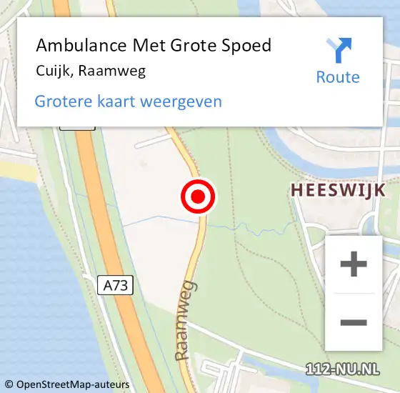 Locatie op kaart van de 112 melding: Ambulance Met Grote Spoed Naar Cuijk, Raamweg op 27 januari 2020 17:02