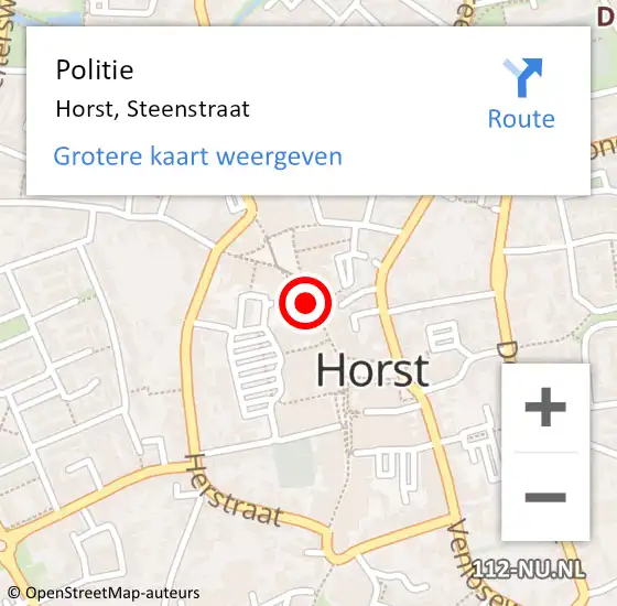 Locatie op kaart van de 112 melding: Politie Horst, Steenstraat op 27 januari 2020 21:48