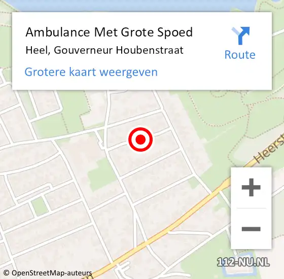 Locatie op kaart van de 112 melding: Ambulance Met Grote Spoed Naar Heel, Gouverneur Houbenstraat op 27 januari 2020 22:23