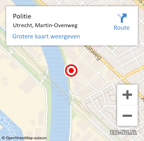 Locatie op kaart van de 112 melding: Politie Utrecht, Martin-Ovenweg op 28 januari 2020 02:22