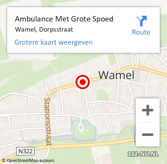 Locatie op kaart van de 112 melding: Ambulance Met Grote Spoed Naar Wamel, Dorpsstraat op 28 januari 2020 02:53