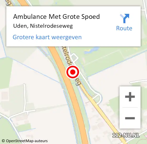 Locatie op kaart van de 112 melding: Ambulance Met Grote Spoed Naar Uden, Nistelrodeseweg op 28 januari 2020 02:55