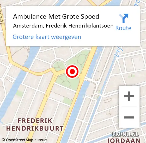 Locatie op kaart van de 112 melding: Ambulance Met Grote Spoed Naar Amsterdam, Frederik Hendrikplantsoen op 28 januari 2020 04:38