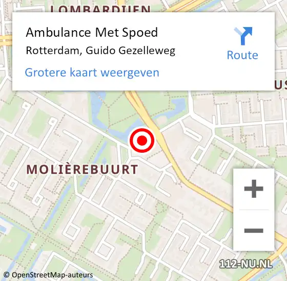 Locatie op kaart van de 112 melding: Ambulance Met Spoed Naar Rotterdam, Guido Gezelleweg op 28 januari 2020 09:18