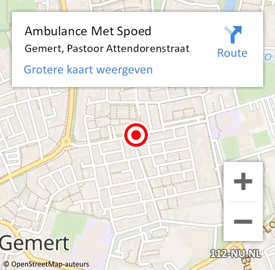 Locatie op kaart van de 112 melding: Ambulance Met Spoed Naar Gemert, Pastoor Attendorenstraat op 28 januari 2020 10:47