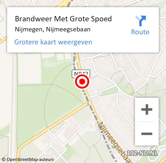 Locatie op kaart van de 112 melding: Brandweer Met Grote Spoed Naar Nijmegen, Nijmeegsebaan op 28 januari 2020 12:13