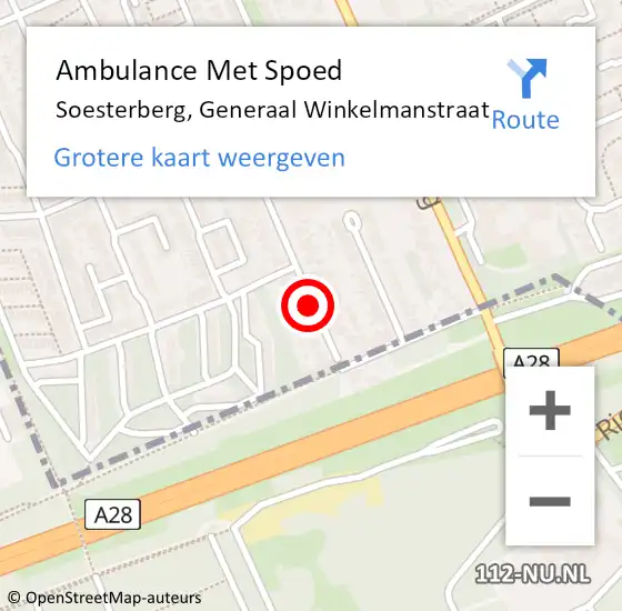 Locatie op kaart van de 112 melding: Ambulance Met Spoed Naar Soesterberg, Generaal Winkelmanstraat op 28 januari 2020 13:16