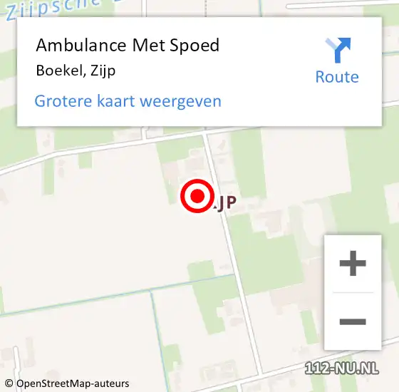 Locatie op kaart van de 112 melding: Ambulance Met Spoed Naar Boekel, Zijp op 28 januari 2020 14:09