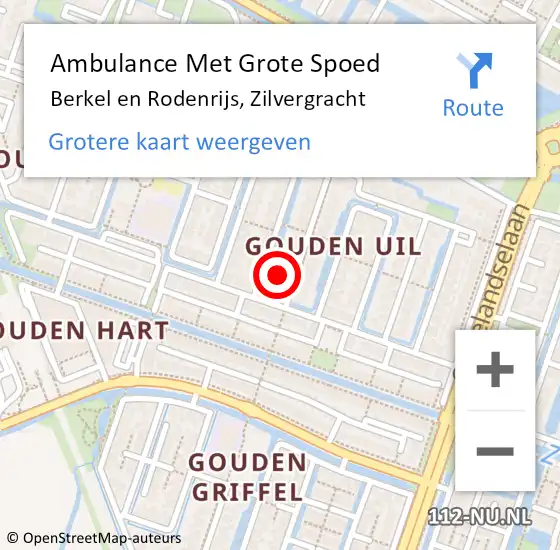 Locatie op kaart van de 112 melding: Ambulance Met Grote Spoed Naar Berkel en Rodenrijs, Zilvergracht op 28 januari 2020 18:02