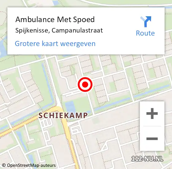 Locatie op kaart van de 112 melding: Ambulance Met Spoed Naar Spijkenisse, Campanulastraat op 28 januari 2020 18:25