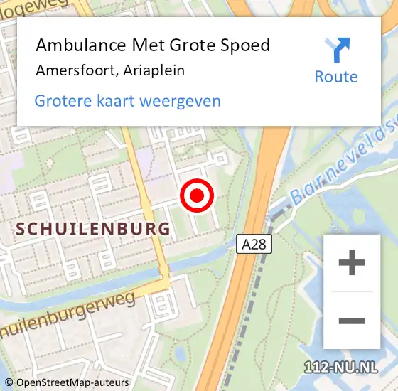 Locatie op kaart van de 112 melding: Ambulance Met Grote Spoed Naar Amersfoort, Ariaplein op 28 januari 2020 19:55
