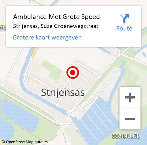 Locatie op kaart van de 112 melding: Ambulance Met Grote Spoed Naar Strijensas, Suze Groenewegstraat op 28 januari 2020 20:59