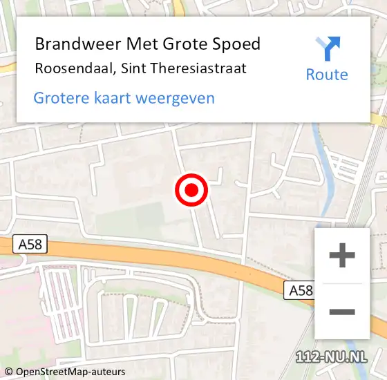 Locatie op kaart van de 112 melding: Brandweer Met Grote Spoed Naar Roosendaal, Sint Theresiastraat op 29 januari 2020 11:05