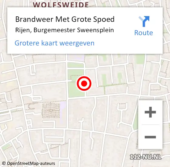 Locatie op kaart van de 112 melding: Brandweer Met Grote Spoed Naar Rijen, Burgemeester Sweensplein op 29 januari 2020 13:11