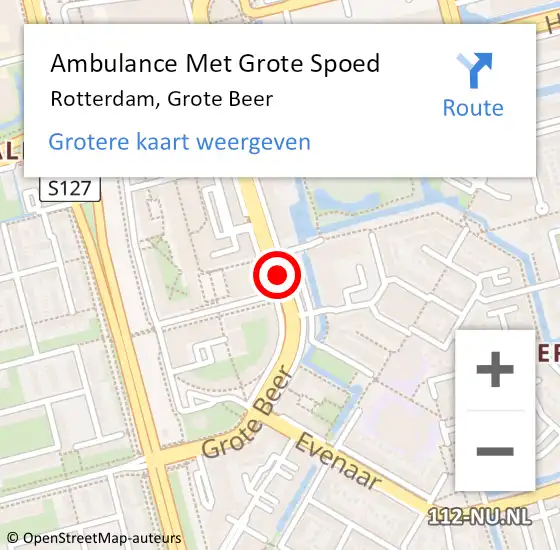 Locatie op kaart van de 112 melding: Ambulance Met Grote Spoed Naar Rotterdam, Grote Beer op 29 januari 2020 17:39