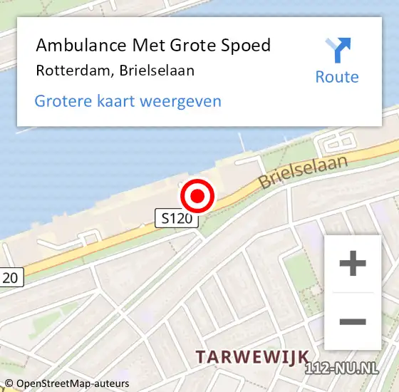 Locatie op kaart van de 112 melding: Ambulance Met Grote Spoed Naar Rotterdam, Brielselaan op 29 januari 2020 19:25