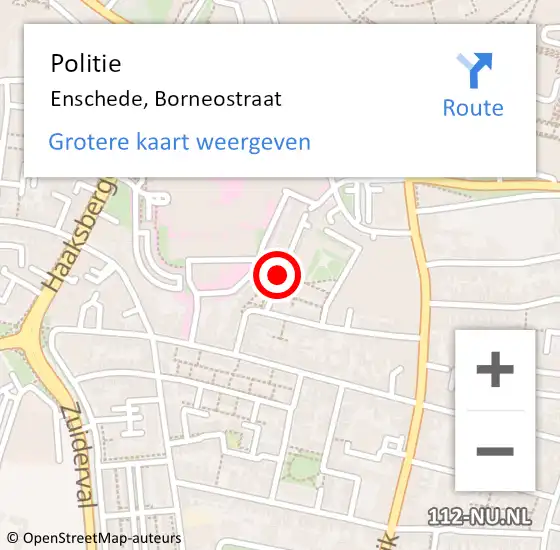 Locatie op kaart van de 112 melding: Politie Enschede, Borneostraat op 29 januari 2020 22:20