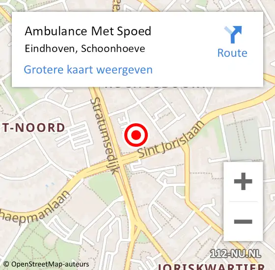 Locatie op kaart van de 112 melding: Ambulance Met Spoed Naar Eindhoven, Schoonhoeve op 29 januari 2020 23:06