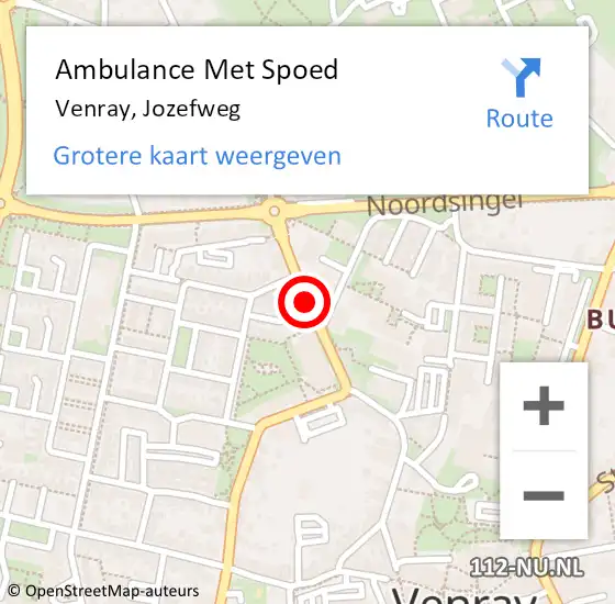 Locatie op kaart van de 112 melding: Ambulance Met Spoed Naar Venray, Jozefweg op 30 januari 2020 09:33