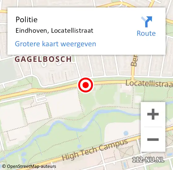 Locatie op kaart van de 112 melding: Politie Eindhoven, Locatellistraat op 30 januari 2020 15:47